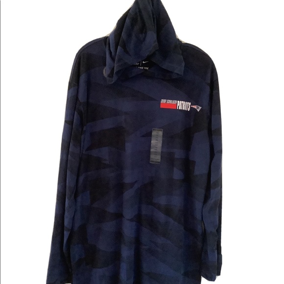 Nike NFL New England Patriots Cotton Tee Hoodie Helmet Long Sleeve XXL Mens - Picture 2 of 12